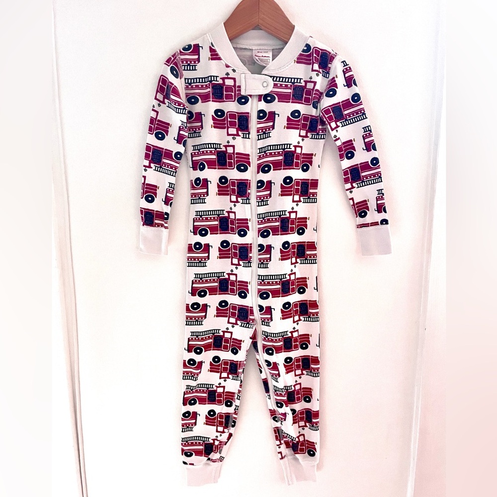 Hanna Andersson Organic Unisex Firetruck Red Sleeper One-Piece Pajamas, Footless - Picture 3 of 11